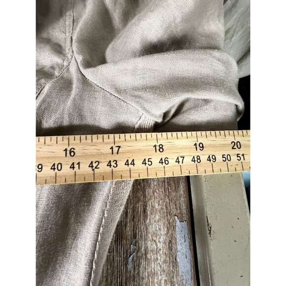 Juicy Couture women's tan linen jacket size Medium gathered waist, pockets - Picture 8 of 9